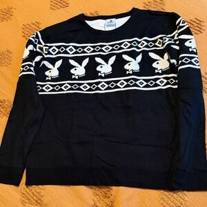 PLAYBOY Black and White Crewneck Sweater